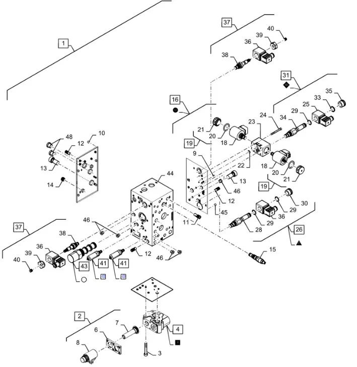 87657060 - Набор упл. клапана гидраспр. осн., все комб. NH